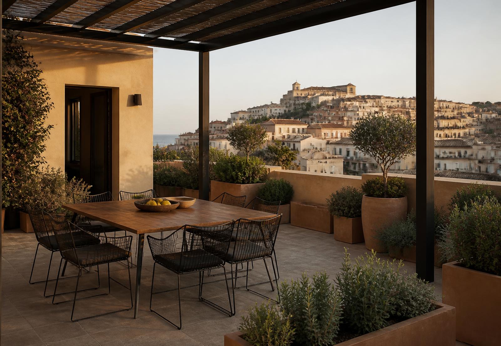 Render del terrazzo di un attico Residenze Tirreno